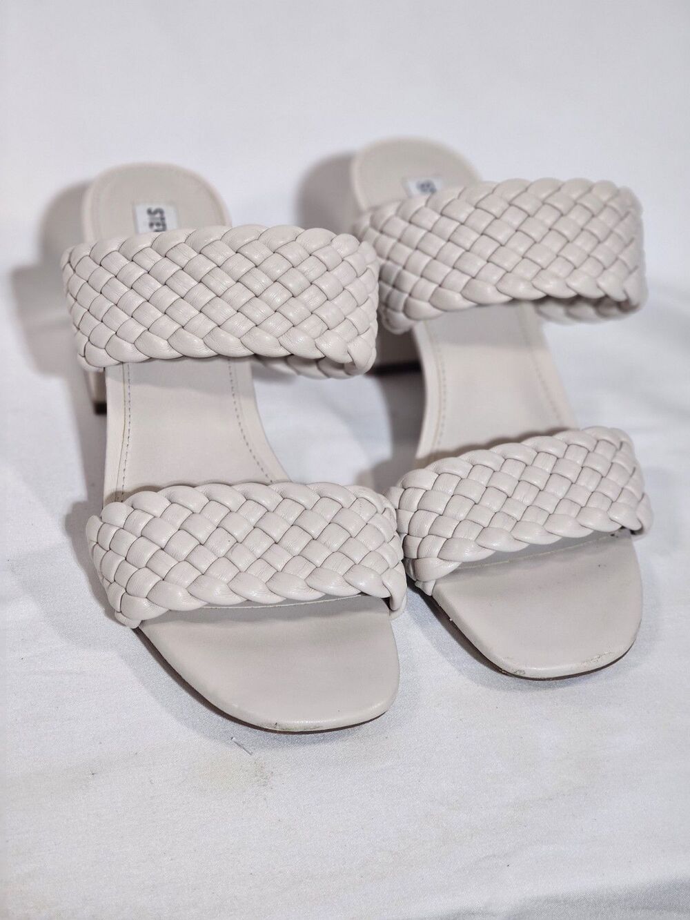STEVE MADDEN Sandals Heel Daphnee Braided Block Size 10M Bone color - Picture 4 of 5